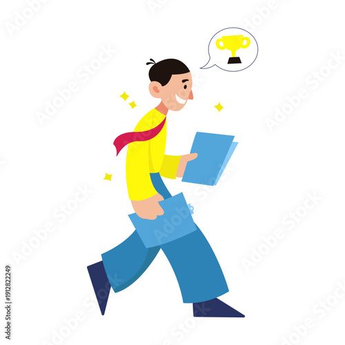 Businessman walking dreaming of success