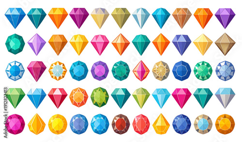 Luxury diamond and gemstone vector icons