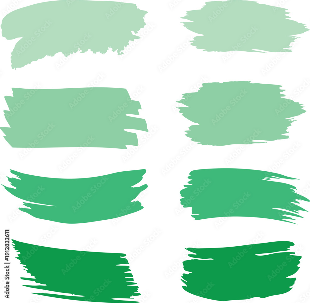 Obraz premium set of watercolor paint green brush strokes