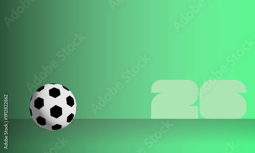 A soccer ball resting on a green surface near a partially visible white chair