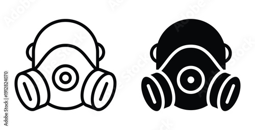 Simple Illustration of Gas Mask in Black and White Style for Design Use