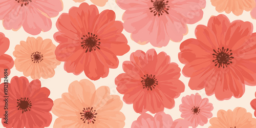 Vibrant flowers arranged in a floral pattern on a soft background