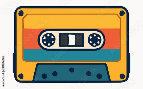 Retro Audio Cassette Tape Vector Illustration