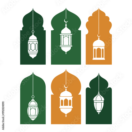 vector set of green mosque
