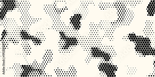Hexagon Shapes Vector Abstract Geometric Technology Retrowave Sci-Fi Texture Isolated on Light Background. Halftone Hex Retro Simple Pattern. Eps10