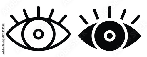 Black and White Eye Icons with Different Designs for Visual Representation