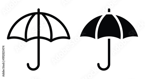 Black and White Umbrella Icons Design for Weather or Rainy Day Themes