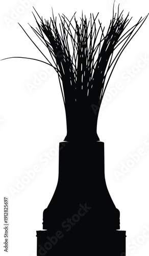 Silhouette of fiber optic cable bundle emerging from connector base for technology, engineering, and data transmission design themes