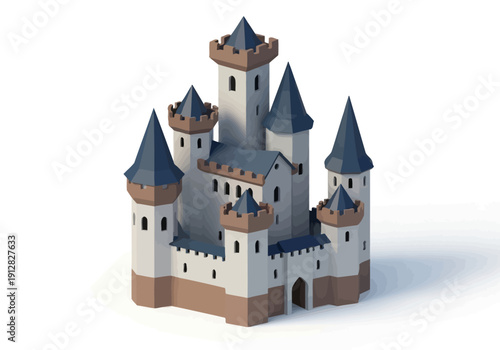 Small white castle model with towers.