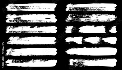 Long grunge brush strokes, lines, ink smudges, hand-drawn scribble shapes. Handmade sketchy marks, stains, charcoal streaks. Paint textures, dry brush effect. Marker underline. Vector illustration