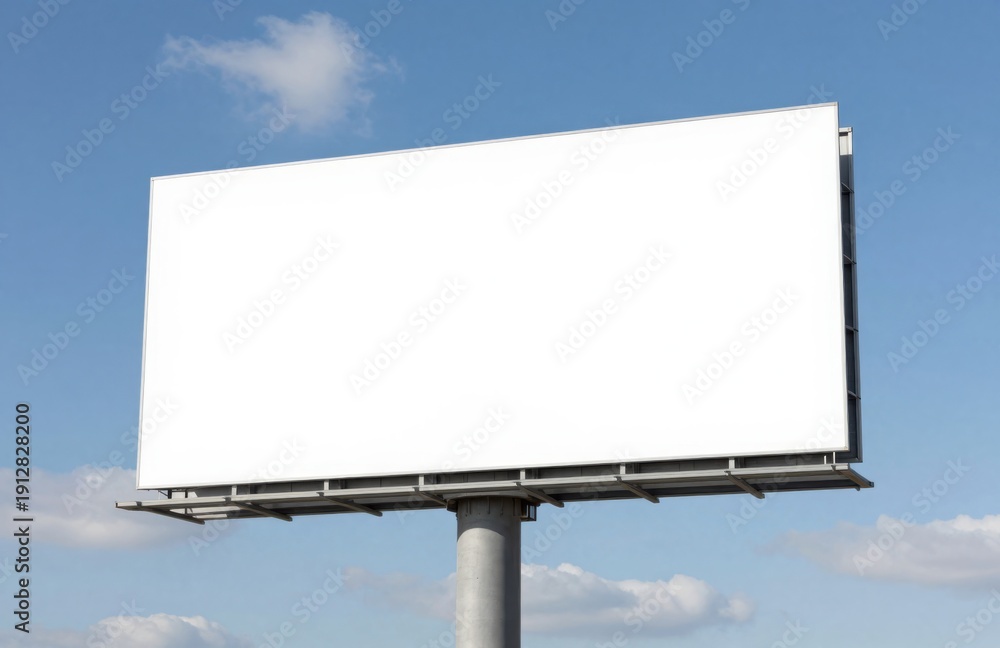 Fototapeta premium Blank Billboard Against Blue Sky: Advertising Mockup for Outdoor Campaigns and Marketing Concepts