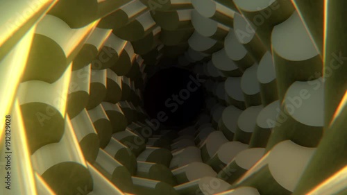 Yellow 3d Scarry Tunnel Animation