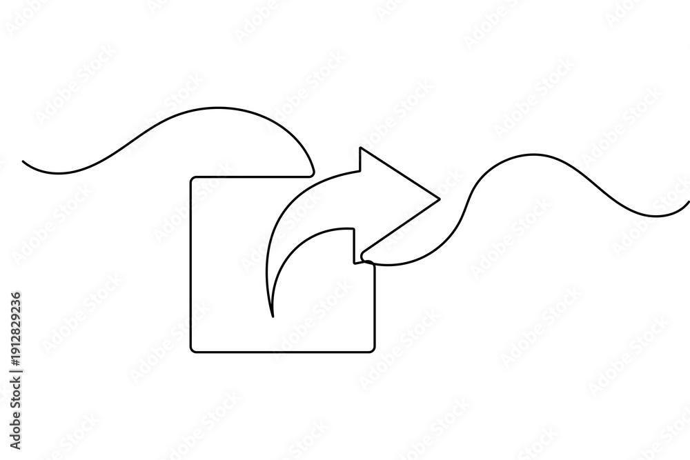 Obraz premium Share icon in continuous one line drawing with minimalist style isolated on white background vector