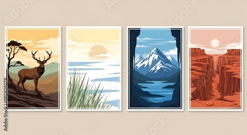 Wallpaper Mural landscape art prints collection, nature scenery illustrations Torontodigital.ca