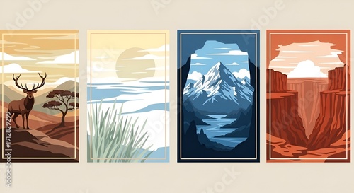 Wallpaper Mural landscape art prints collection, nature scenes, mountain, desert, sea, canyon, deer Torontodigital.ca