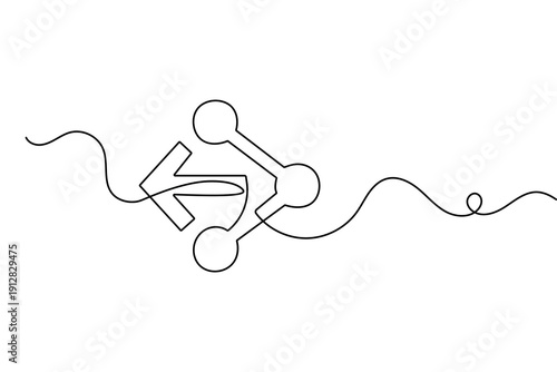 Share icon in continuous one line drawing with minimalist style isolated on white background vector