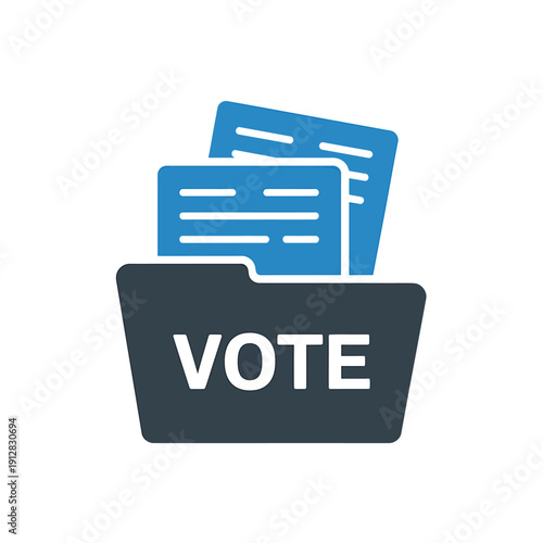 Vote election ballot box with papers icon symbol graphic design element isolated on white background