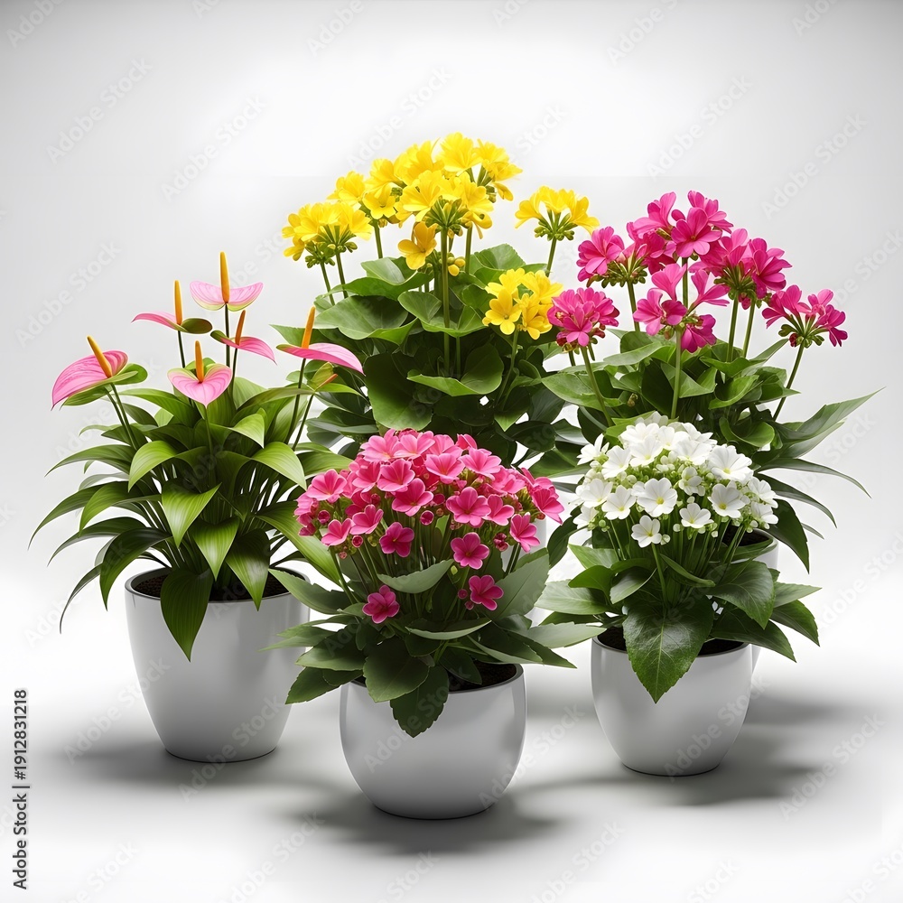 custom made wallpaper toronto digitalAssortment of Vibrant Potted Flowering Plants: Geraniums, Anthuriums, Hydrangeas