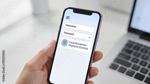 Hand holding smartphone with login screen