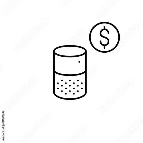 Smart speaker and dollar. Voice assistant cost, smart home service payment. Pixel perfect, editable stroke vector icon