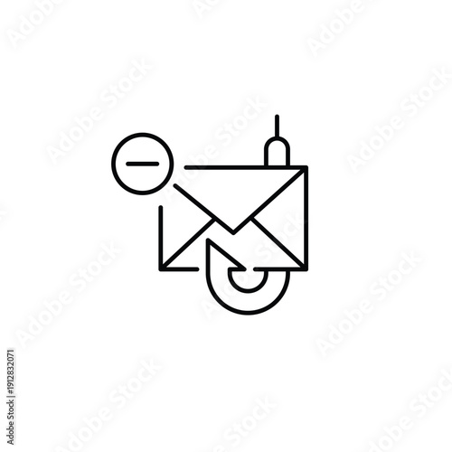 E-mail phishing and minus. Scam attack cancelled, protection available. Pixel perfect, editable stroke vector icon
