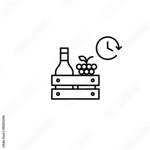 Salmon steak and clock. Food and groceries freshness timing. Pixel perfect, editable stroke vector icon