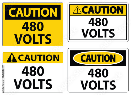 Caution Signs Indicating High Voltage Levels for Safety Awareness