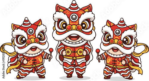 Cute Chibi Festival Animal Vector Set