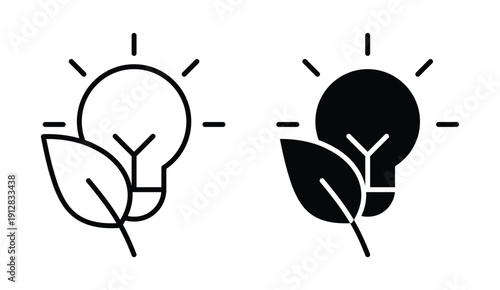 Light Bulb and Leaf Icon for Eco-Friendly Energy Concept Design