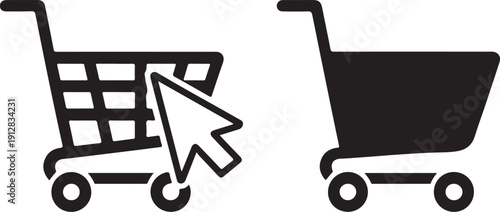 Shopping cart icon set. Web store shopping cart icons.