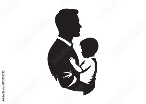 father's day logo silhouette vector, fatherhood silhouette vector illustration, father and son logo silhouette, gentleman logo silhouette, happy fathers day logo vector silhouette on white background 