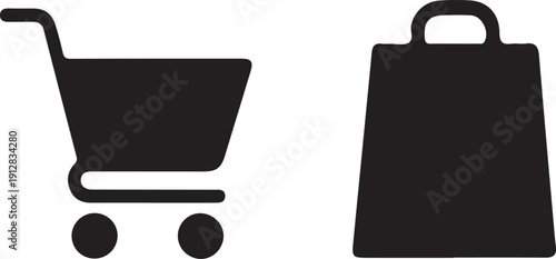 Shopping cart icon set vector on white background.