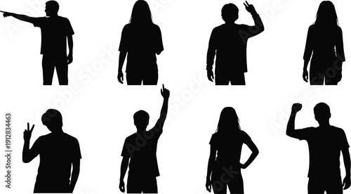 Collection of catholic priest and bishop silhouettes wearing traditional liturgical vestments including mitre and crosier isolated on white background for religious or ecclesiastical design