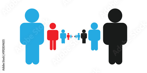 Diverse group of people connected by a chain of relationships