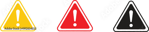 Warning triangle icon set. Danger Caution or Alert Risk Warning Attention Icon Set. Road sign.