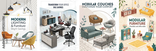 Modern furniture and lighting collection for stylish and functional living spaces.
