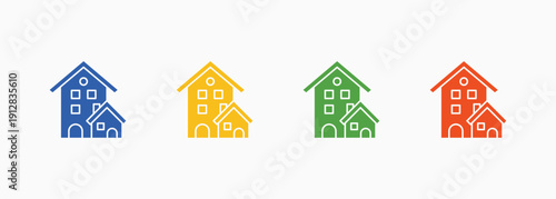 Housing Icon Set Color Multiple Style Collection