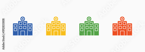 Hospital Icon Set Color Multiple Style Collection