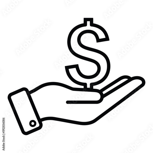 Hand holding a dollar sign symbolizing financial opportunity and growth isolated on white background, Vector