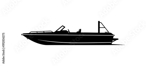 Photos Minimalist Black Vector Motorboat Illustration