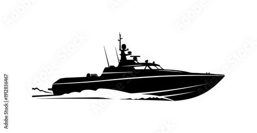 Modern Military Patrol Boat Vector Illustration