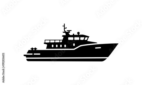 Modern Fishing or Patrol Vessel Vector Illustration