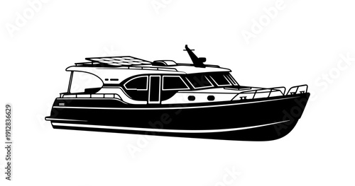Modern Luxury Motor Yacht Vector Illustration