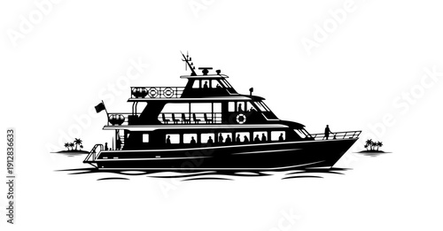 Modern Passenger Yacht Vector Illustration