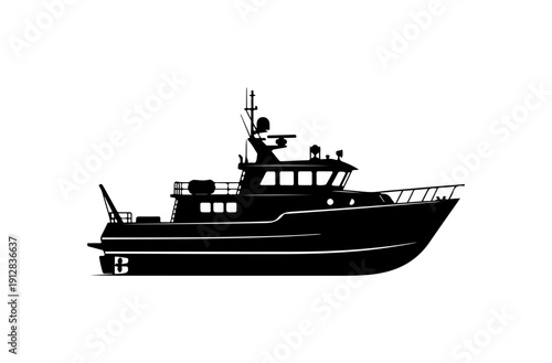 Modern Fishing or Utility Vessel Vector Illustration