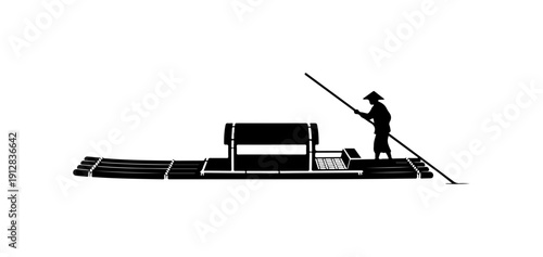 Silhouette of Person Rowing a Boat