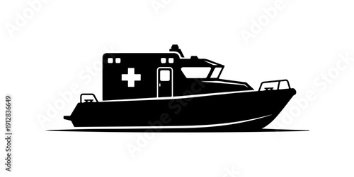 Medical Emergency Rescue Boat Vector Illustration