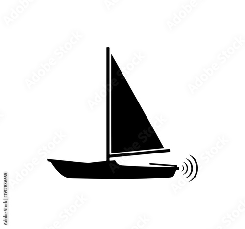 Minimalist Sailboat Vector Icon with Ripple Effect