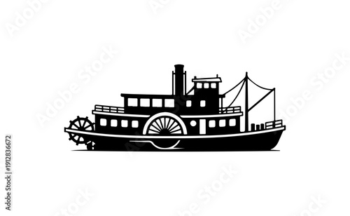 Vintage Steamboat Vector Illustration