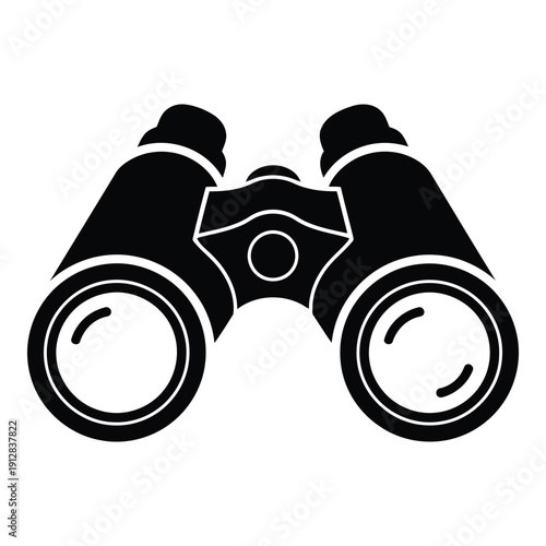 A pair of binoculars with a central focus knob and two large circular lenses. isolated on white background, Vector